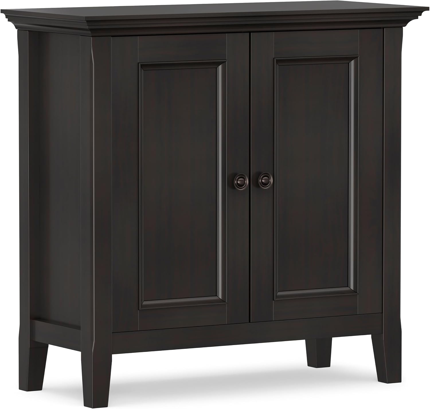 SIMPLIHOME Amherst 32" Wide Solid Wood Cabinet in Hickory Brown