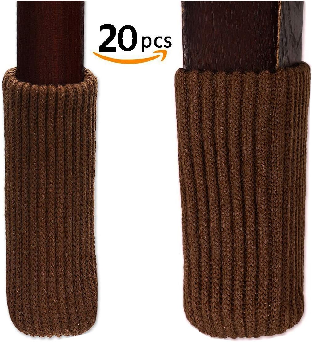 TEKEFT 20 pcs Knitting Wool Furniture Socks Chair Leg Socks Furniture Sliders That Protect Hardwood Floors from Scratches Socks Gifts
