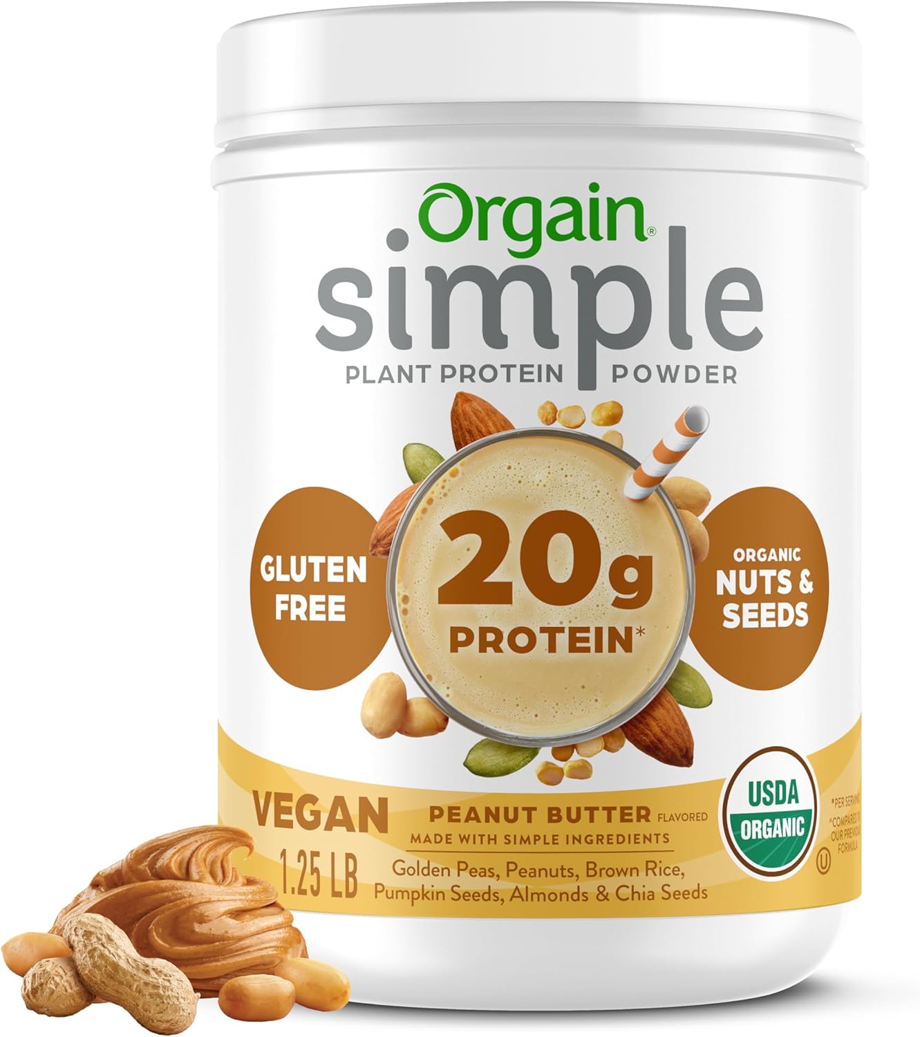 Orgain Organic Simple 20g Vegan Protein Powder, Chocolate, 1.25lb