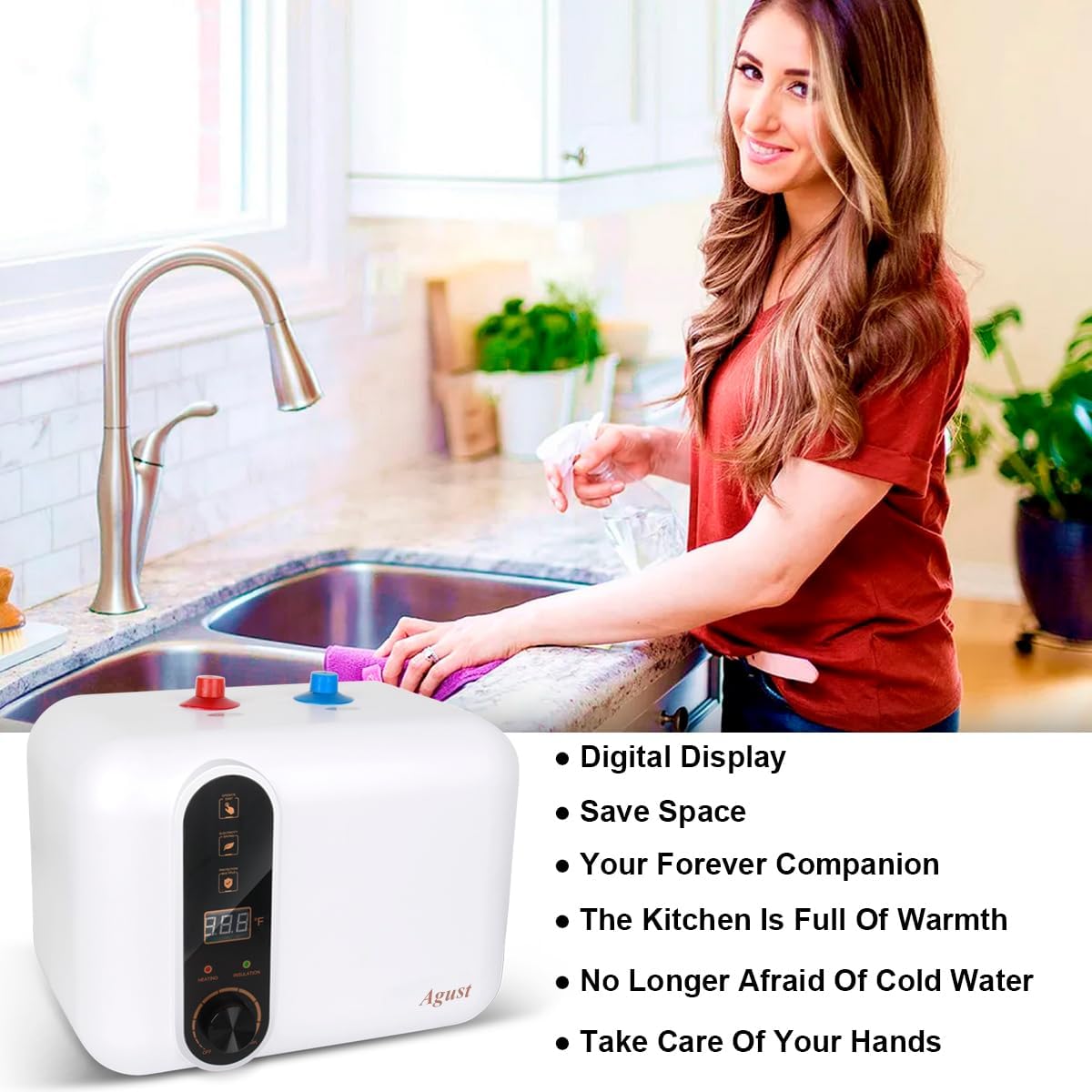 110V-120V 1.5Kw Instant Electric Hot Water Heater Under Kitchen Small Tank 2.5-3.0 Gallon Storage, Rv Trailer Instant Counter Compact Point-of-Use