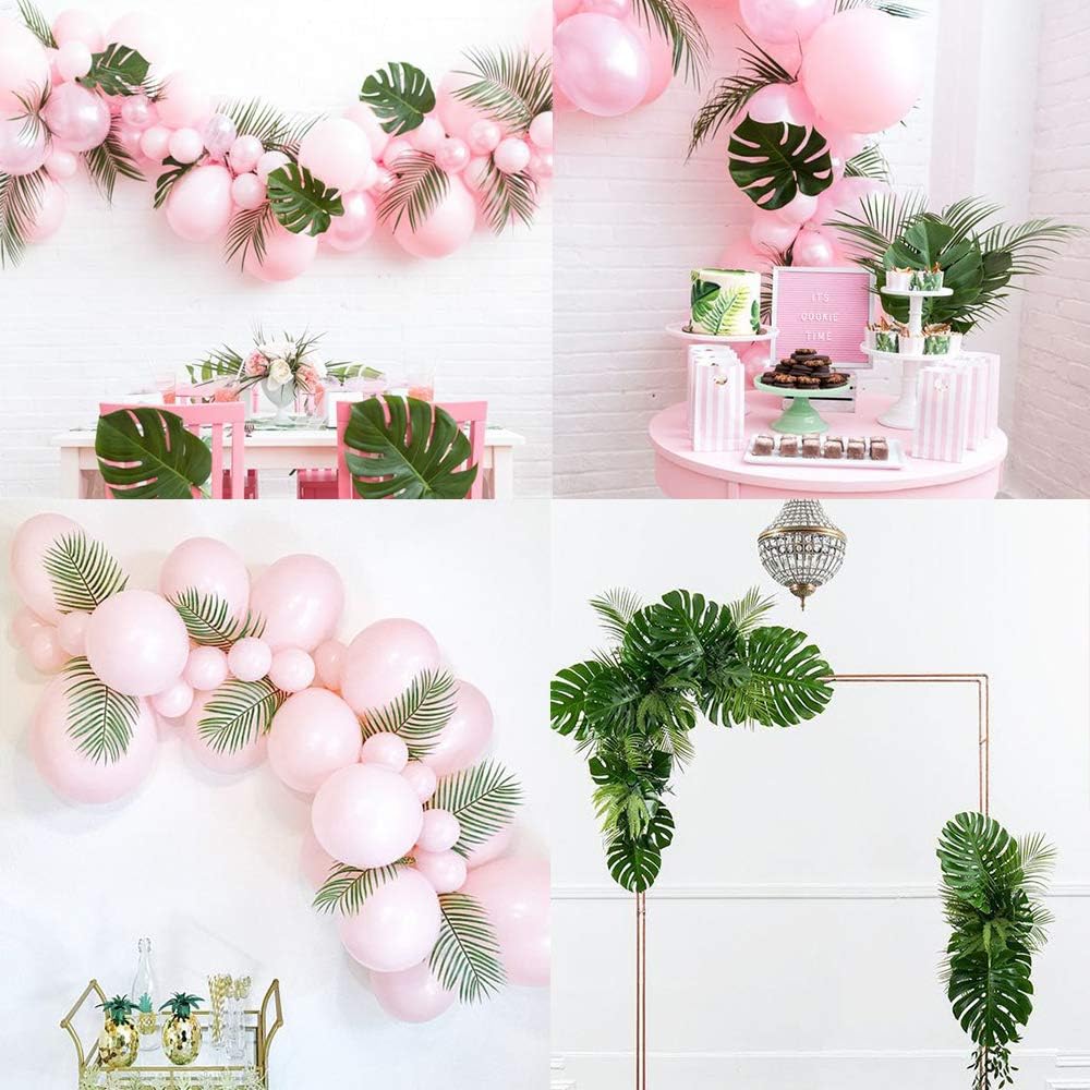 Artificial Areca Palm Leaves, 8 Pcs Faux Tropical Palm Tree Leaves Stems for Floral Arrangement, Hawaiian Luau, Jungle Beach Wedding Party Decor
