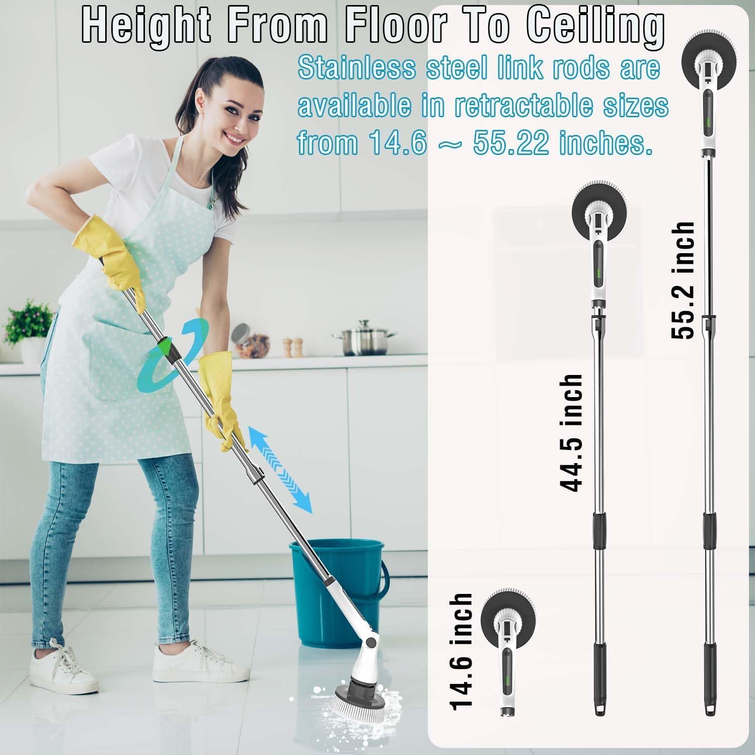Electric Spin Scrubber, 8 in 1 Electric Cleaning Brush, Cordless Rechargeable Scrub Brush with 8 Replaceable Brush Heads