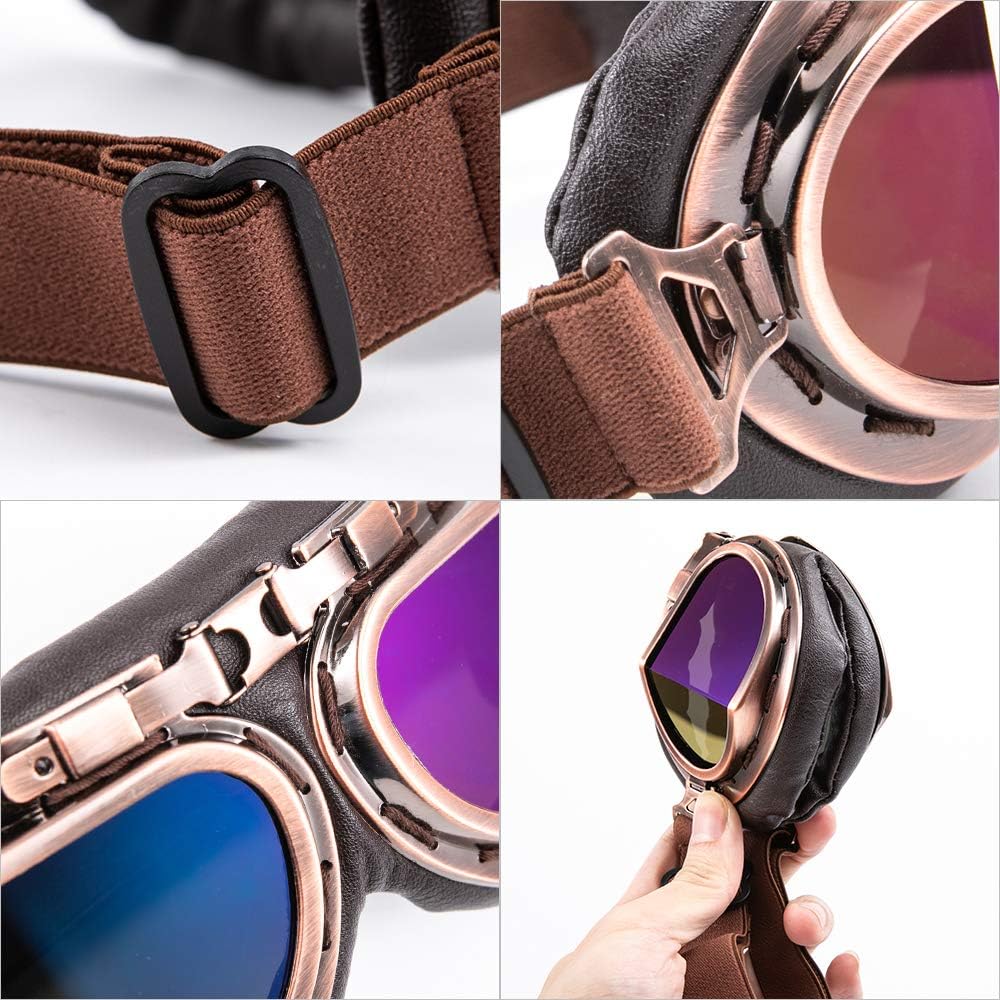 Motorcycle Goggles Anti Fog&Wind&Dust&Sand Aviator Pilot Motocross | Dirt Bike Atv Riding Goggles with Yellow Lens,Fit Over Glasses or Helmet