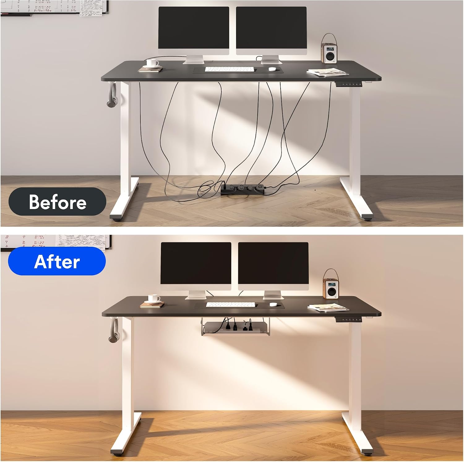 FLEXISPOT EN2 48"x24" Standing Desk with Power Strip Bundle, Black