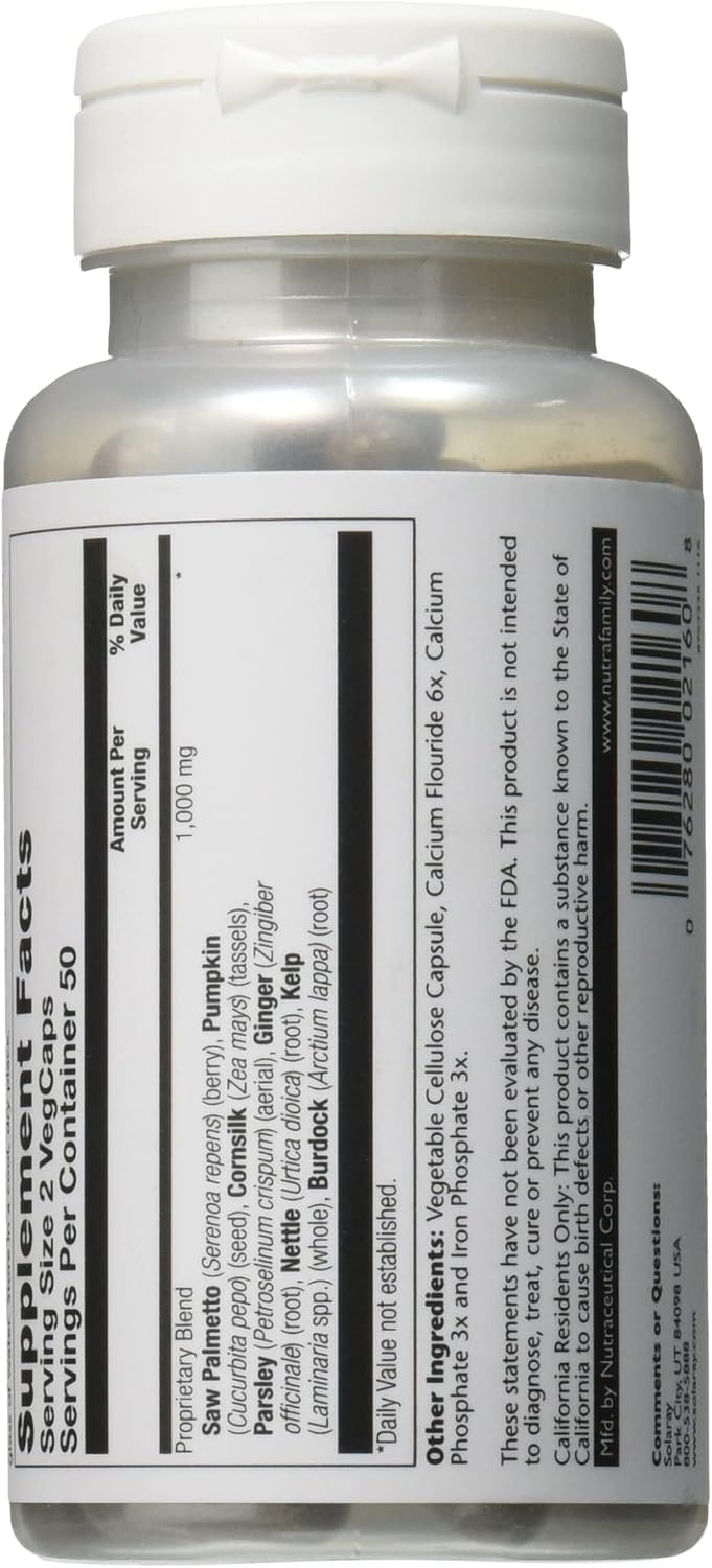 Solaray Prostate Blend SP-16, Saw Palmetto for Men, 100 Veggie Capsules