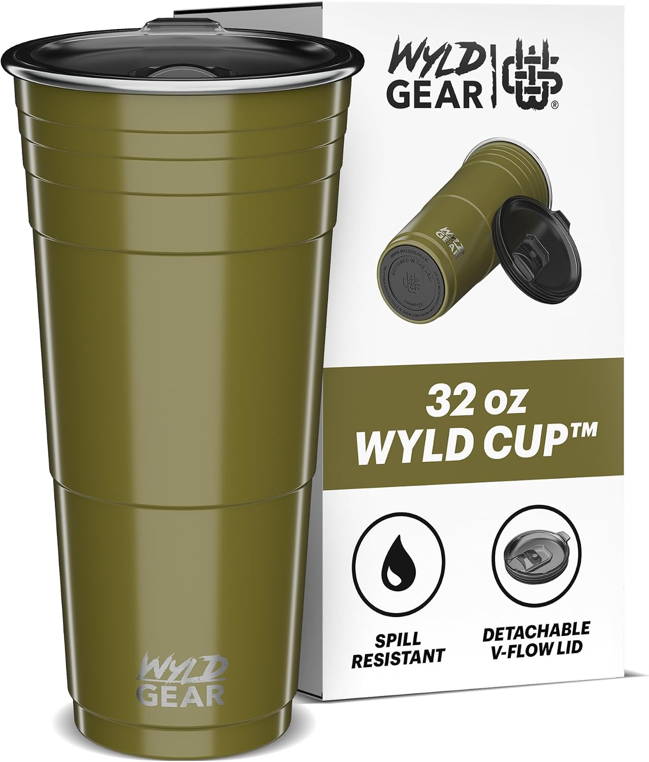 Wyld Gear Party Cup 24oz Red Stainless Steel Reusable Metal Cup with Lid