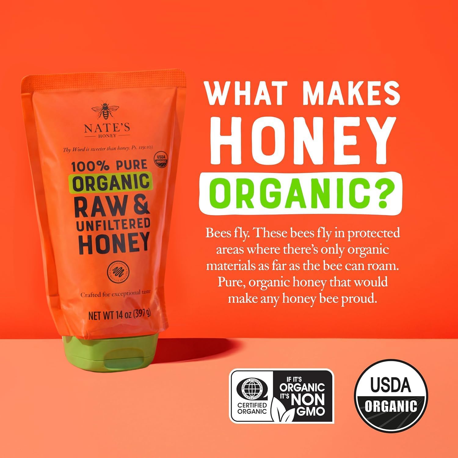 Nate's Organic Honey - 32oz. Squeeze Bottle
