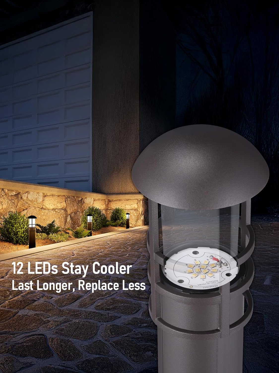 LEONLITE 8-Pack Low Voltage Landscape Pathway Lights, 3W, CRI90, 3000K