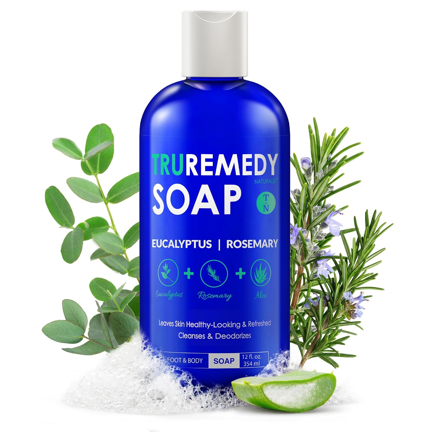 Truremedy Naturals 12 oz Tea Tree Oil Body Wash - Invigorating Tea Tree Soap with Peppermint, Aloe, Eucalyptus, Coconut and Olive Oil - Refreshing Body Wash for Men and Women - Shower Gel Cleanser