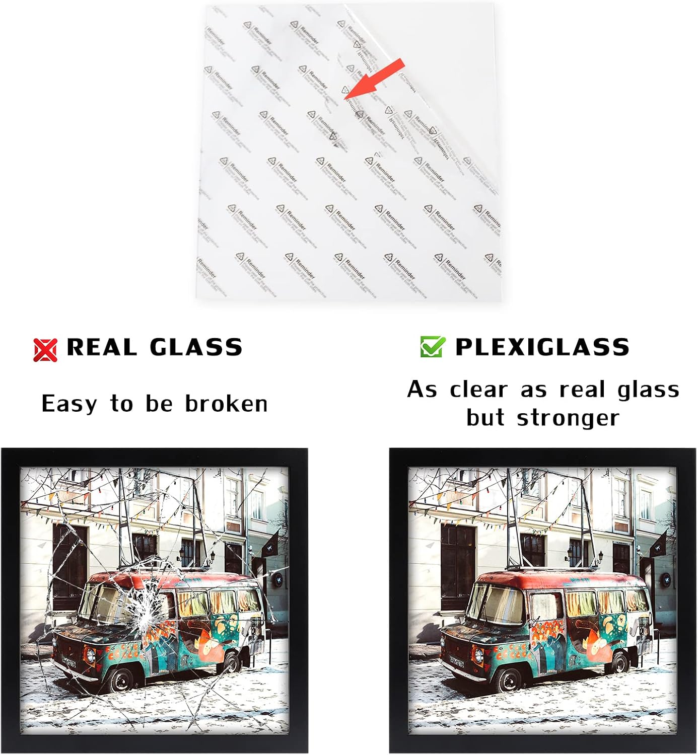 WUTL 8x8 Black Picture Frames Square