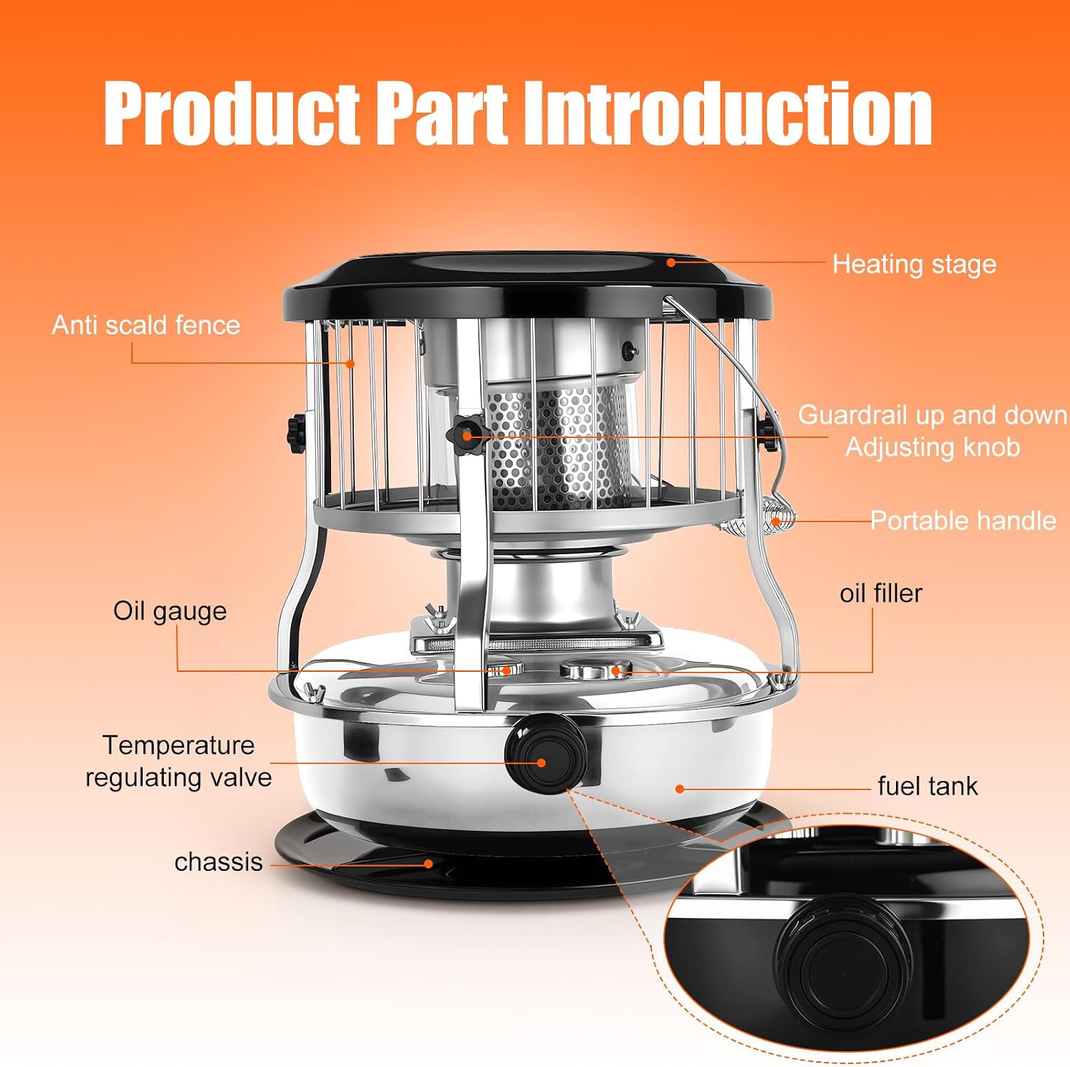 Kerosene Heater for Indoor & Outdoor, 9000 BTU Non-Electric Kerosene Stove, Portable Cordless Space Heater for Home, Garage, Basement, Camping, Cooking Heating (Green)
