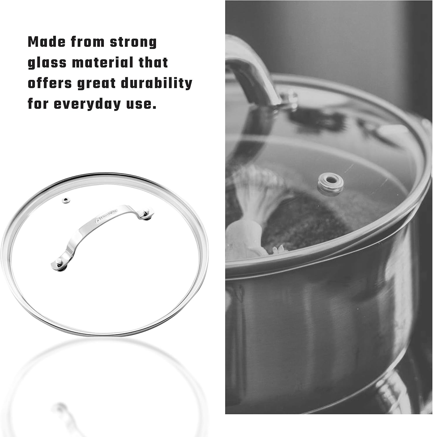 GRANITESTONE 2520 Tempered Glass Lid 12-inch Clear Vented for Granitestone Frying Pan