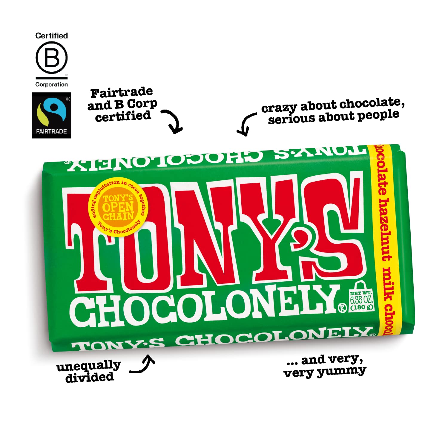 Tony’s Chocolonely 32% Milk Chocolate Caramel Sea Salt Bars, No Artificial Flavoring, Fairtrade & B Corp Certified, 6.35 Ounce (15 Bars)