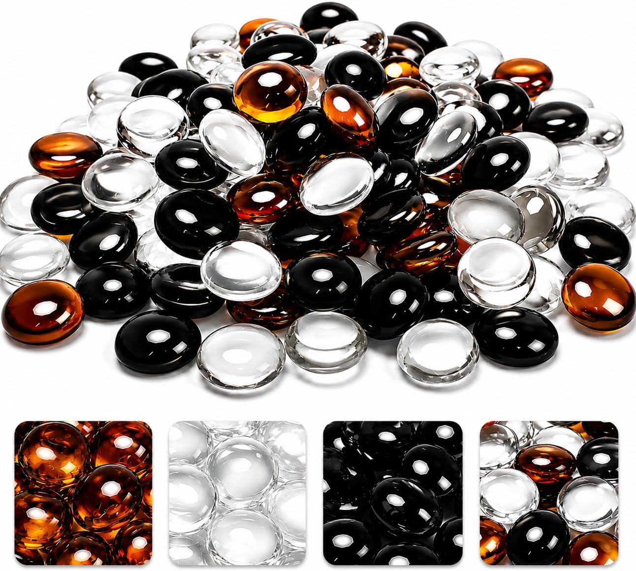 Hisencn Fire Glass Beads for Fire Pit 1/2 Inch, Blended Blue Fire Glass Rocks for Propane Gas Fireplace or Natural