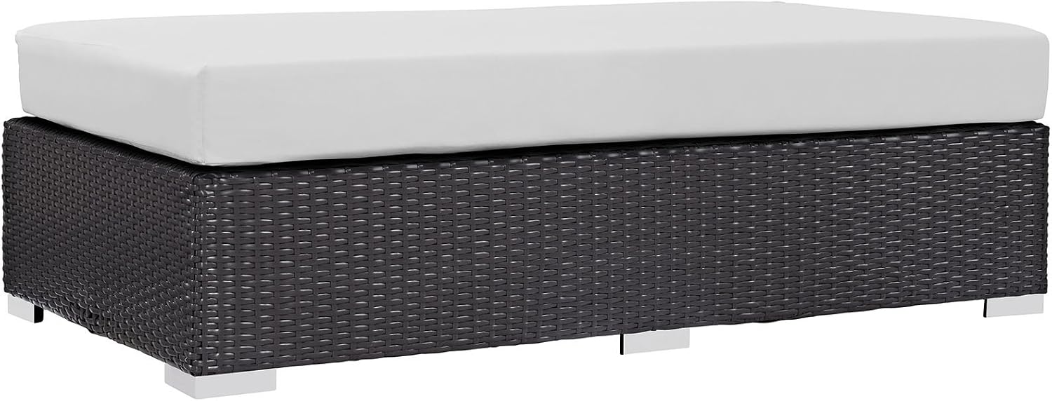 Modway Convene Wicker Rattan Outdoor Patio Loveseat in Espresso White