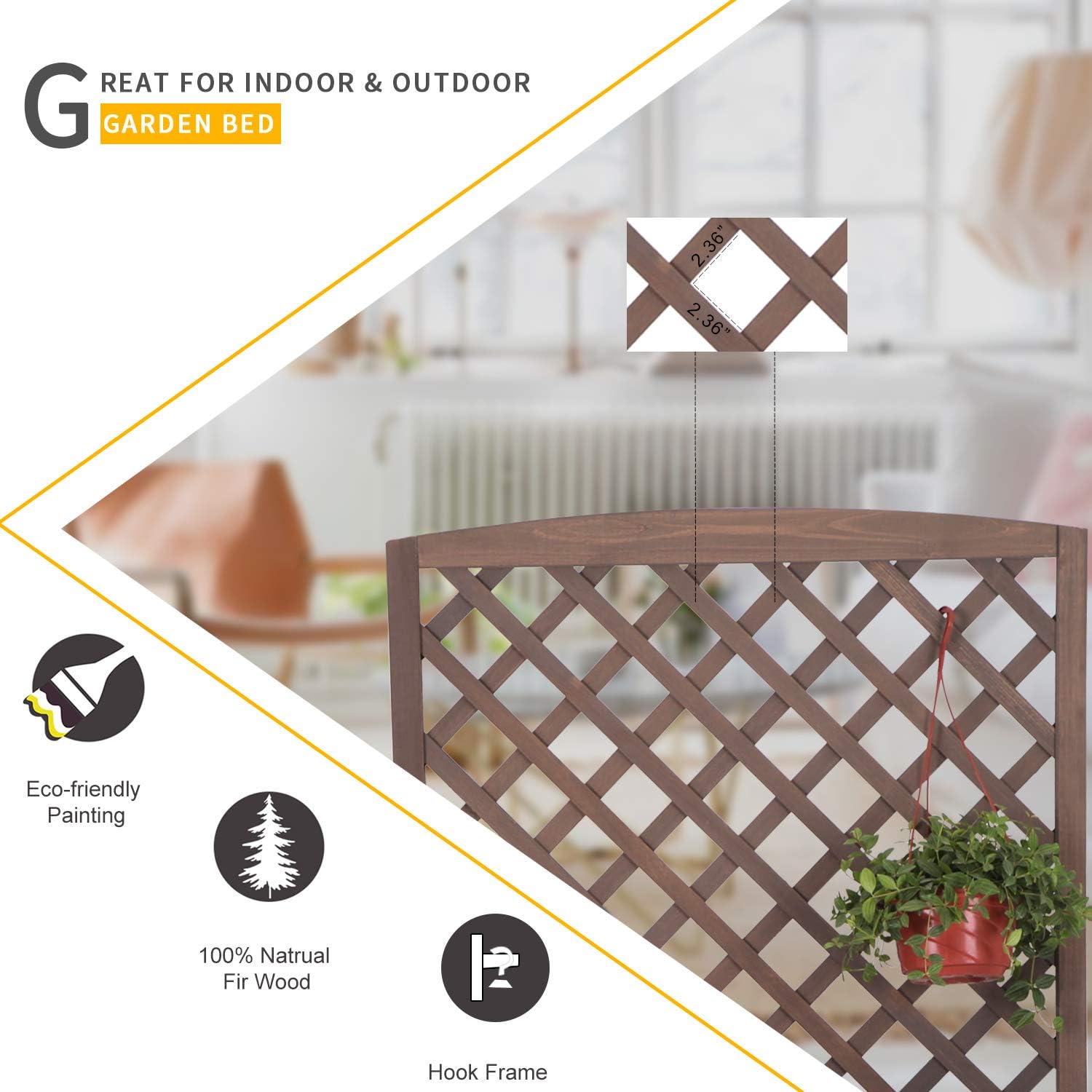 Aivituvin Planter with Trellis Raised Garden Bed Large Garden Box Outdoor for Flower Standing Vertical Lattice Panels for Vine