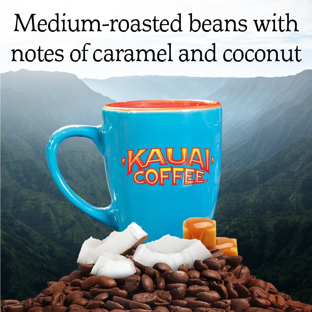 Kauai Coffee | Coconut Caramel Crunch Flavor | Arabica Coffee | 12 PODS