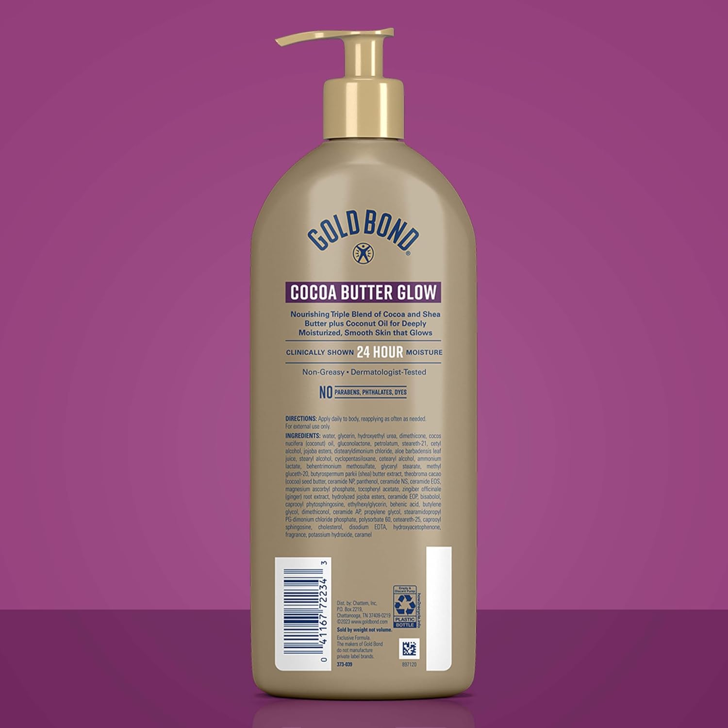 Gold Bond Cocoa Butter Glow Daily Hydrating Lotion for Gifting, 14 Oz | Body lotion with Shea Butter, Cocoa Butter & Coconut Oil, dermatologist-tested, no parabens, phthalates, dyes, 24hr moisture