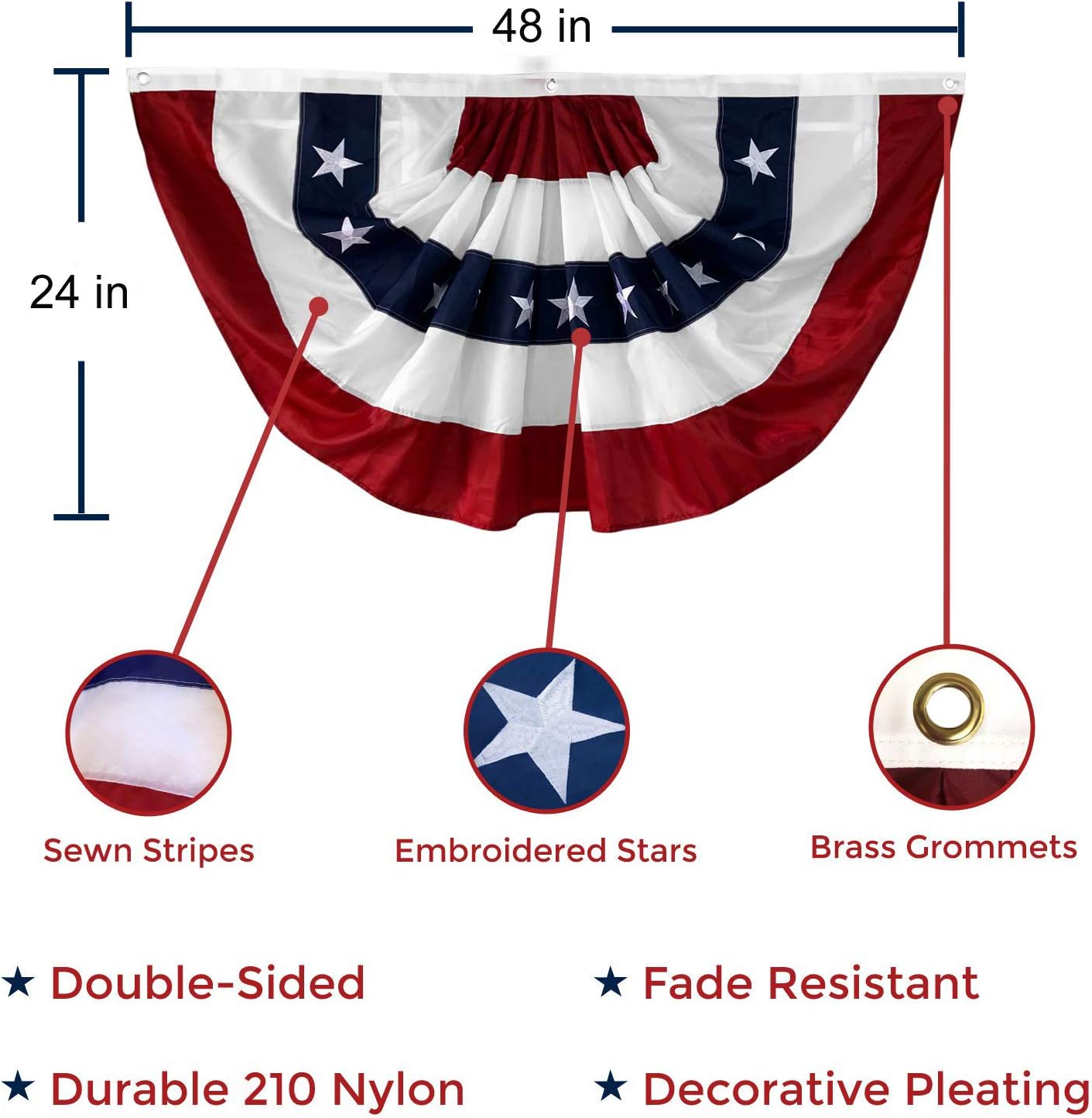 American Flag 4x6 FT, US Flags with Embroidered Stars, Sewn Stripes, Brass Grommets, Durable USA Flag for Outdoor