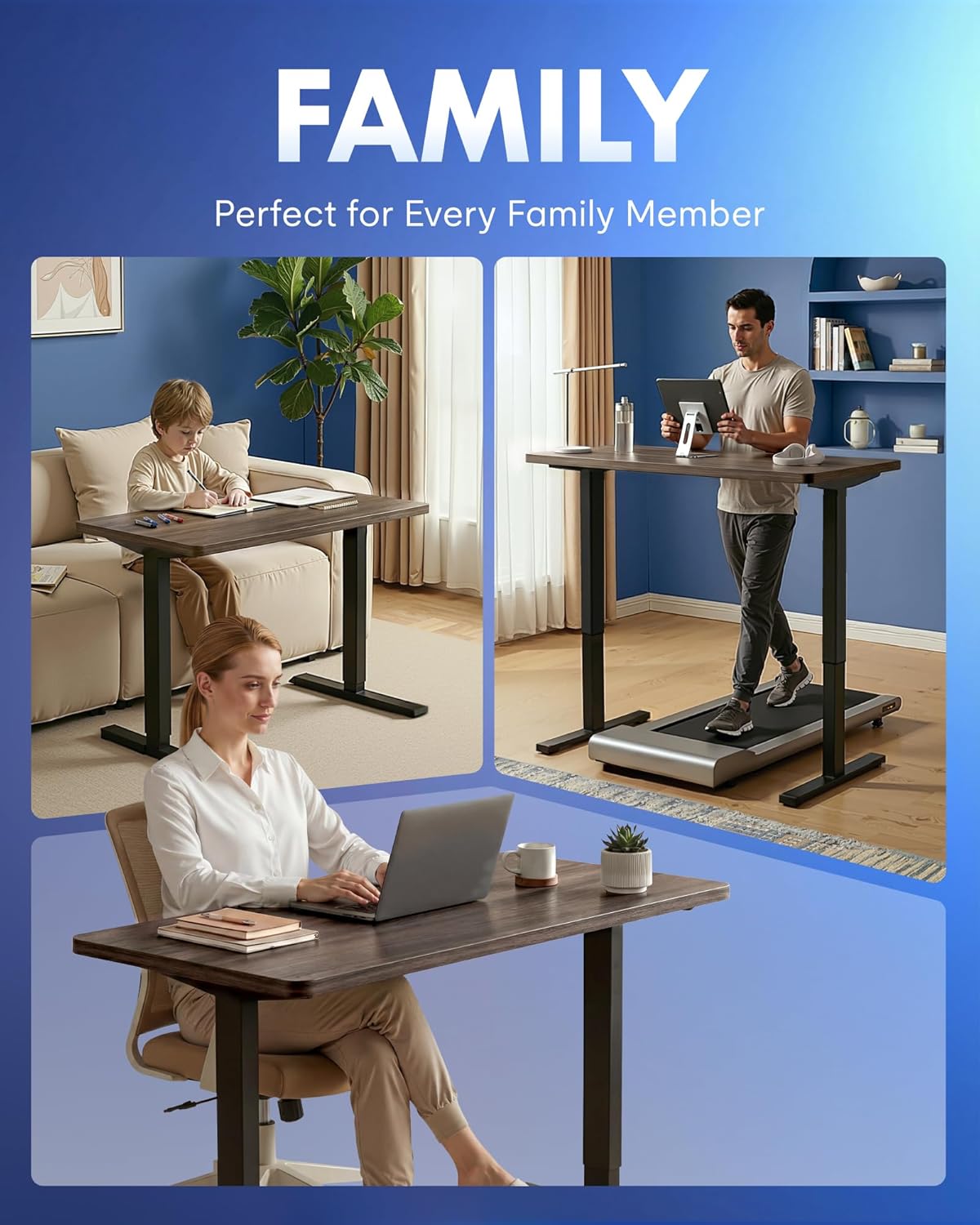 FLEXISPOT EN1 One-Piece Standing Desk, Electric Adjustable with 4 Memory Presets, 176 LBS Capacity, Stable & Quiet