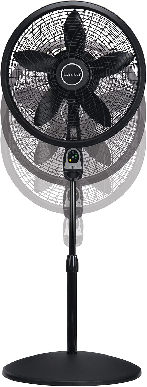 Lasko Cyclone Oscillating Pedestal Fan - Adjustable to 54" - 1843 - Black | Remote Control, Cooling Standing Fan for Bedroom, Living Room