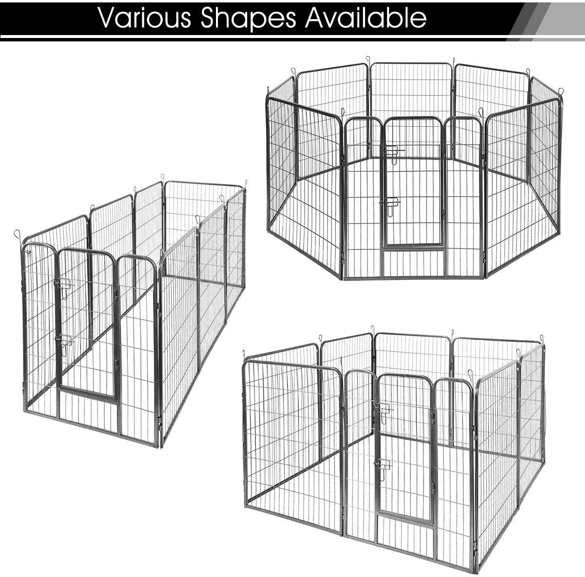 S AFSTAR 16 Panels Metal Dog Playpen, 48" Height Dog Fence Exercise Pen with Doors for Large Medium Small Dogs Rabbits Cats, Foldable Pet Puppy Playpen for Indoor & Outdoor Yard (Black)