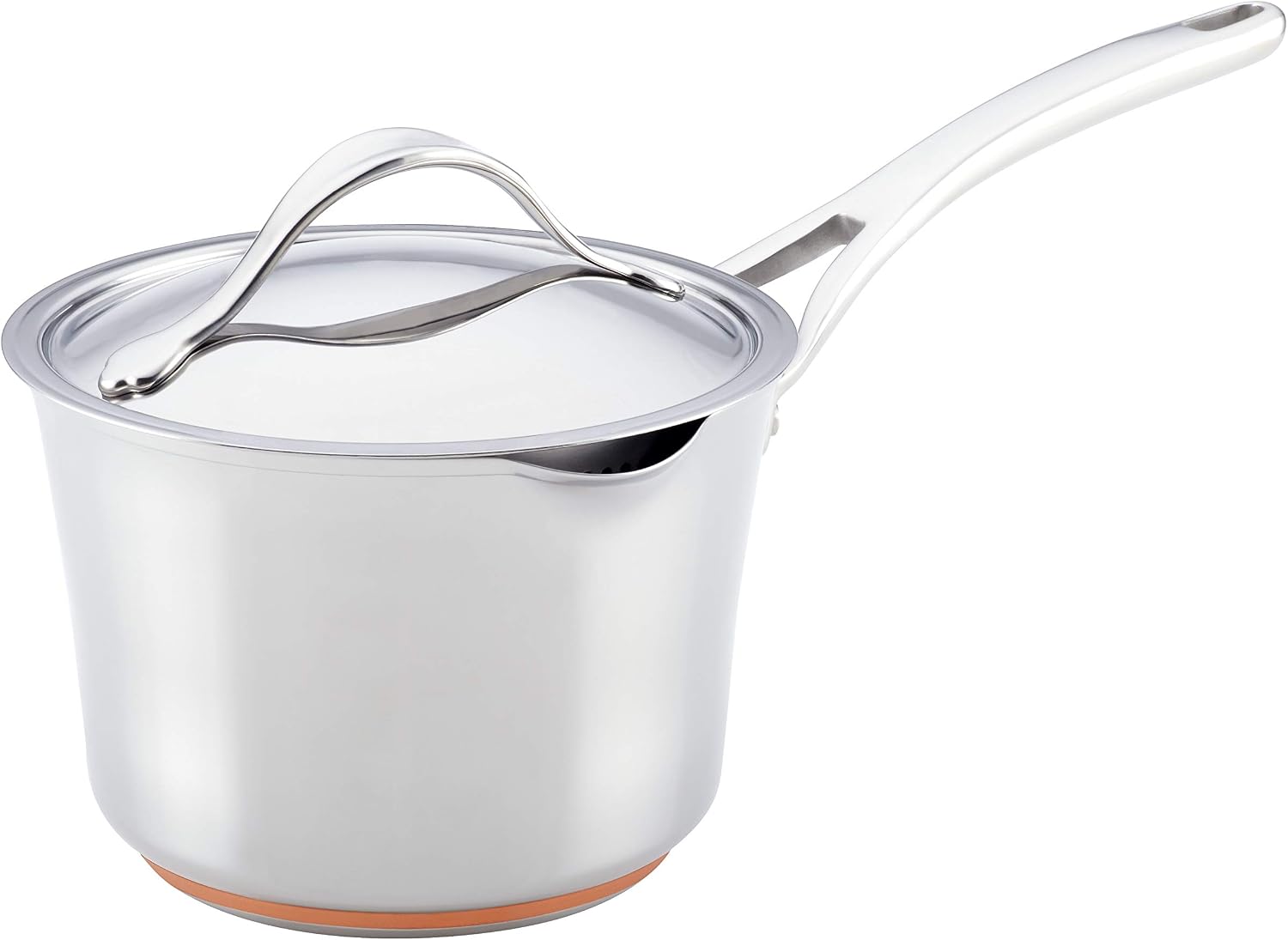 Anolon Nouvelle Stainless Steel Cookware Pots and Pans Set, 10 Piece | Stainless Steel Cookware Set with Lids, Oven Safe to 500°F, Durable Everyday Cooking, Dishwasher Safe