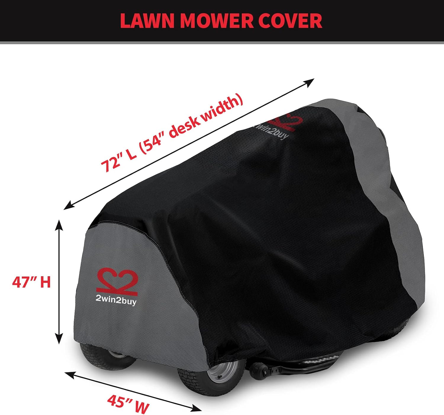 Riding Lawn Mower Cover 600D Lawnmower Covers Waterproof, up to 54" Decks | Universal Outdoor Lawn Tractor Cover Tarp All Weather Ride on Mower Covers, Heavy Duty 600D, Elastic Cord & Storage Bag