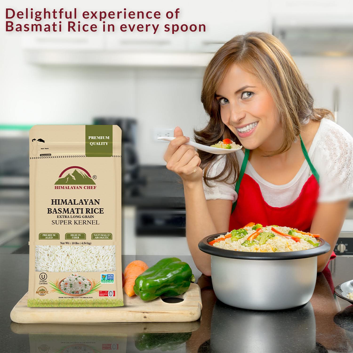 Himalayan Chef Basmati Rice,Extra Long Grain Rice Fluffy Quick Cooking Aromatic - 10 lbs.(Packaging May Vary)