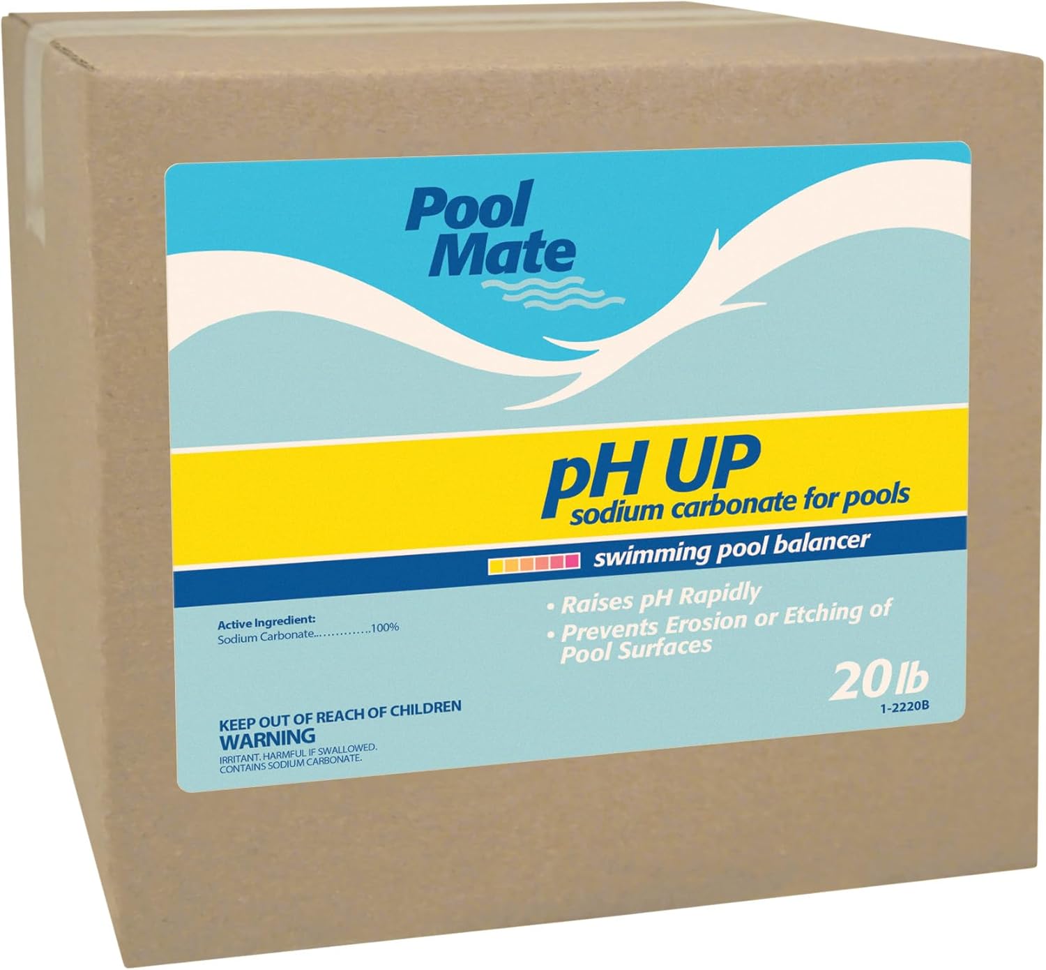 Pool Mate 25-Pounds Premium pH Up for Swimming Pools | 100% Sodium Carbonate, Raises pH, pH Increaser, Easy To Use, Works Fast