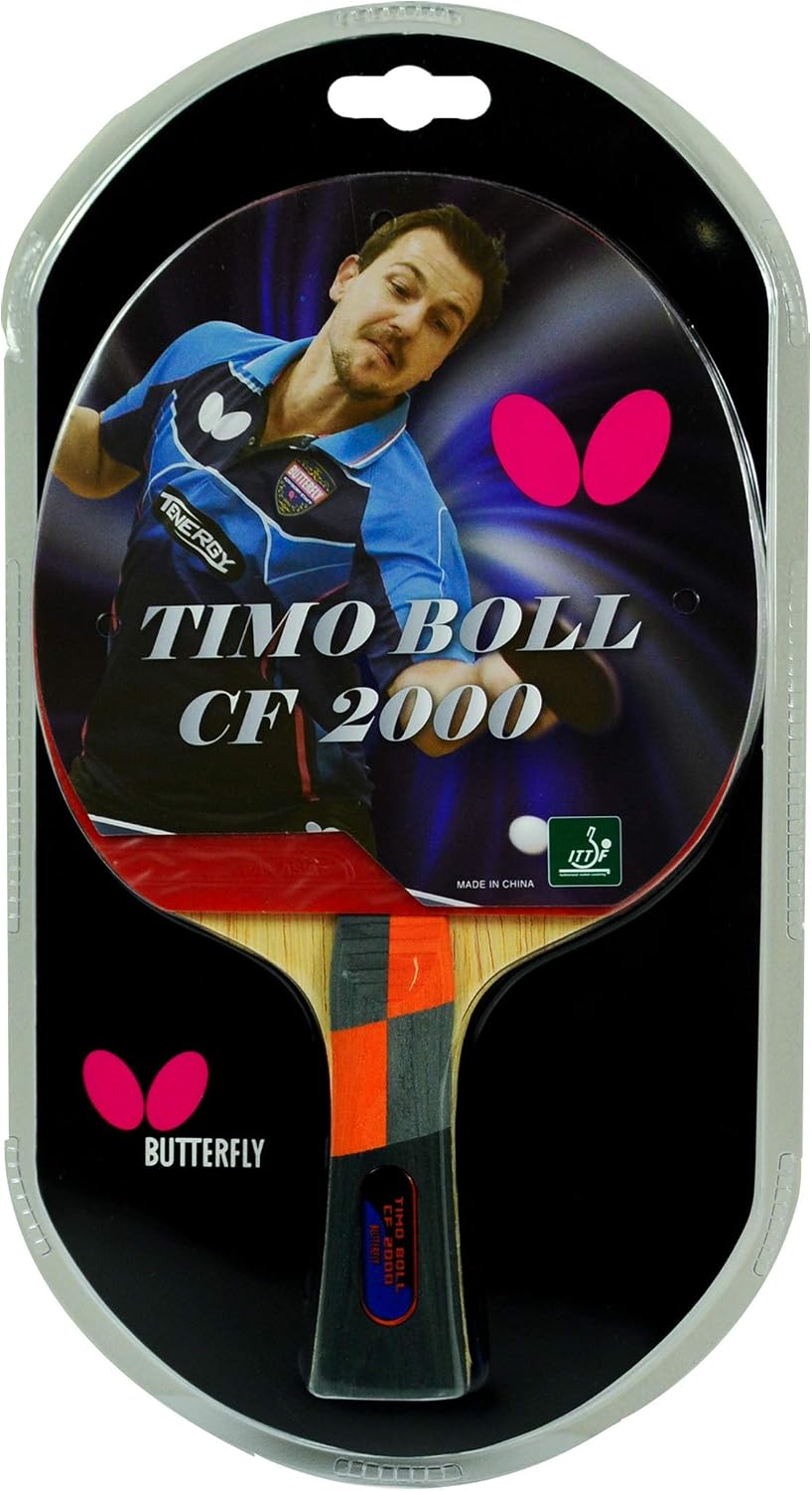 Butterfly Timo Boll Carbon Fiber Ping Pong Paddle | ITTF Approved Table Tennis Racket | Ping Pong Sponge and Rubber | Carbon Layers in Ping Pong Racket for Power | Professional Ping Pong Paddle