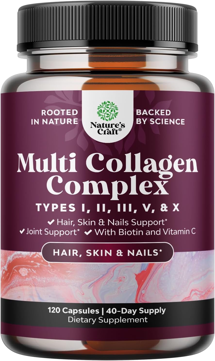 Advanced Multi Collagen Complex - Ageless Multi Collagen Peptides Supplements with Type 1 2 3 5 & X & Biotin for Hair