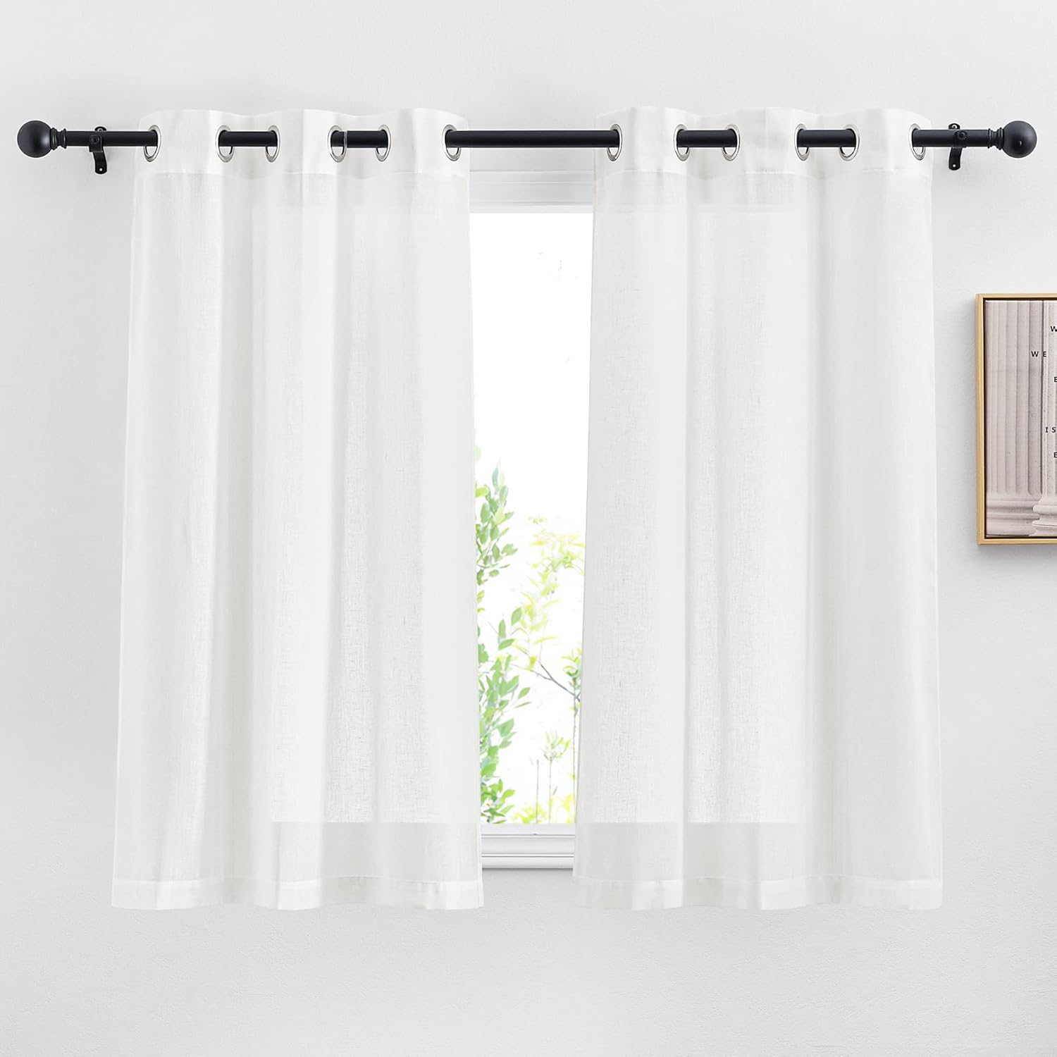 NICETOWN Linen Curtains Semi Sheer Bedroom Window Curtains