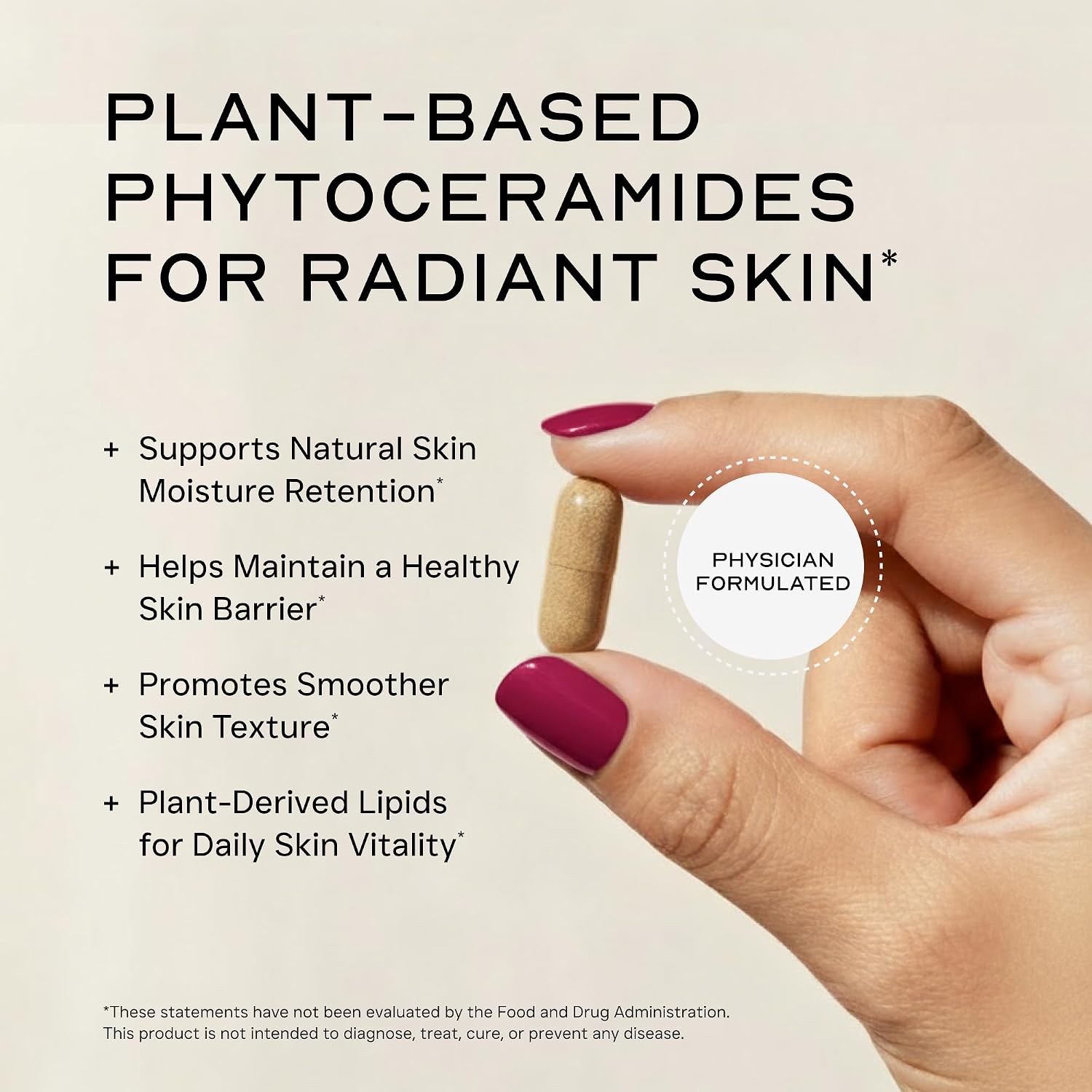Phytoceramides Ceramide Skin Hydration Restore Beauty Health Supplement, Hyaluronic Acid Alternative Pills w/Multivitamins A, C, D, E