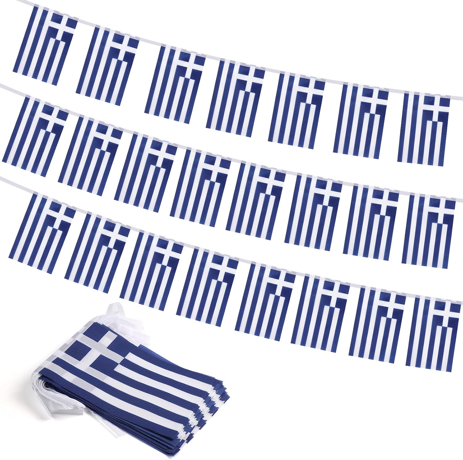 Nicaragua Flag Banner, Small Mini Nicaraguan Flags Patriotic Decoration for Party, Classroom, Sports Events, 33 Feet 30 Flags