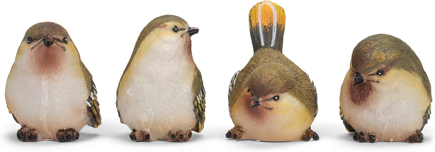 RAZ Imports Striped Wing Bird 2.5 x 2.25 inch Resin Decorative Tabletop Figurine Set of 4