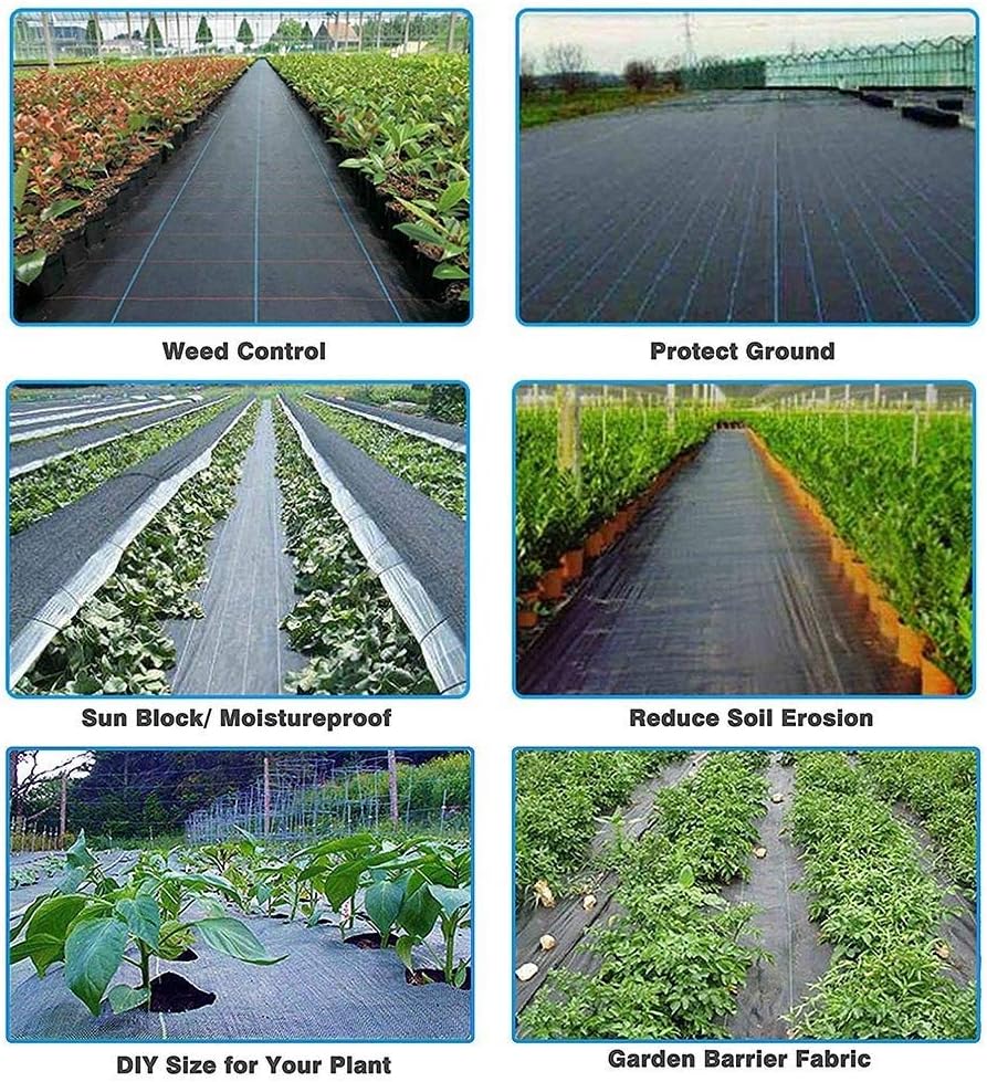 Goasis Lawn Weed Barrier Control Fabric Ground Cover Membrane Garden Landscape Driveway Weed Block Nonwoven Heavy Duty 125gsm Black,3FT x 100FT