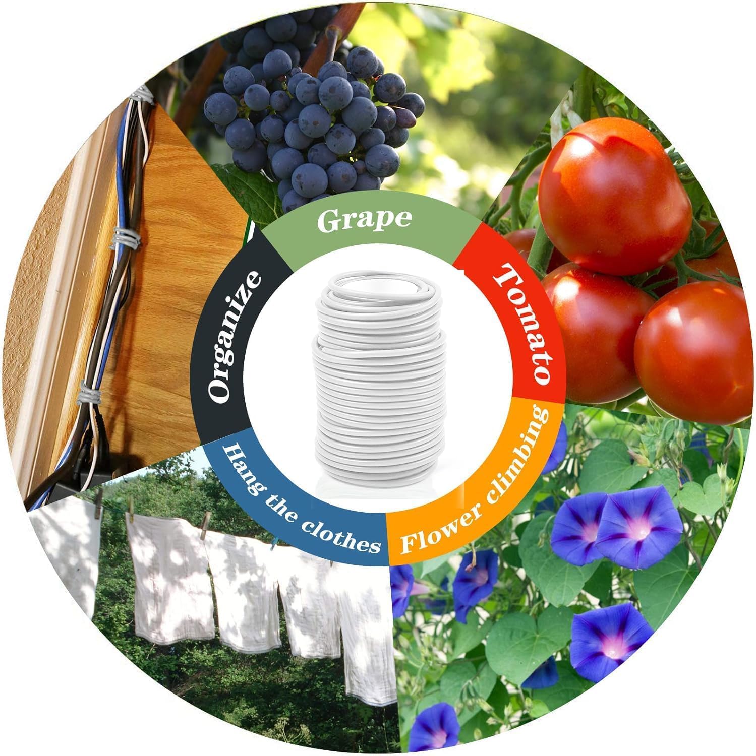 Decoroca Soft Plant Ties for Support - 65.6' Reusable Waterproof Plant Wire, 3.5mm Garden Twist