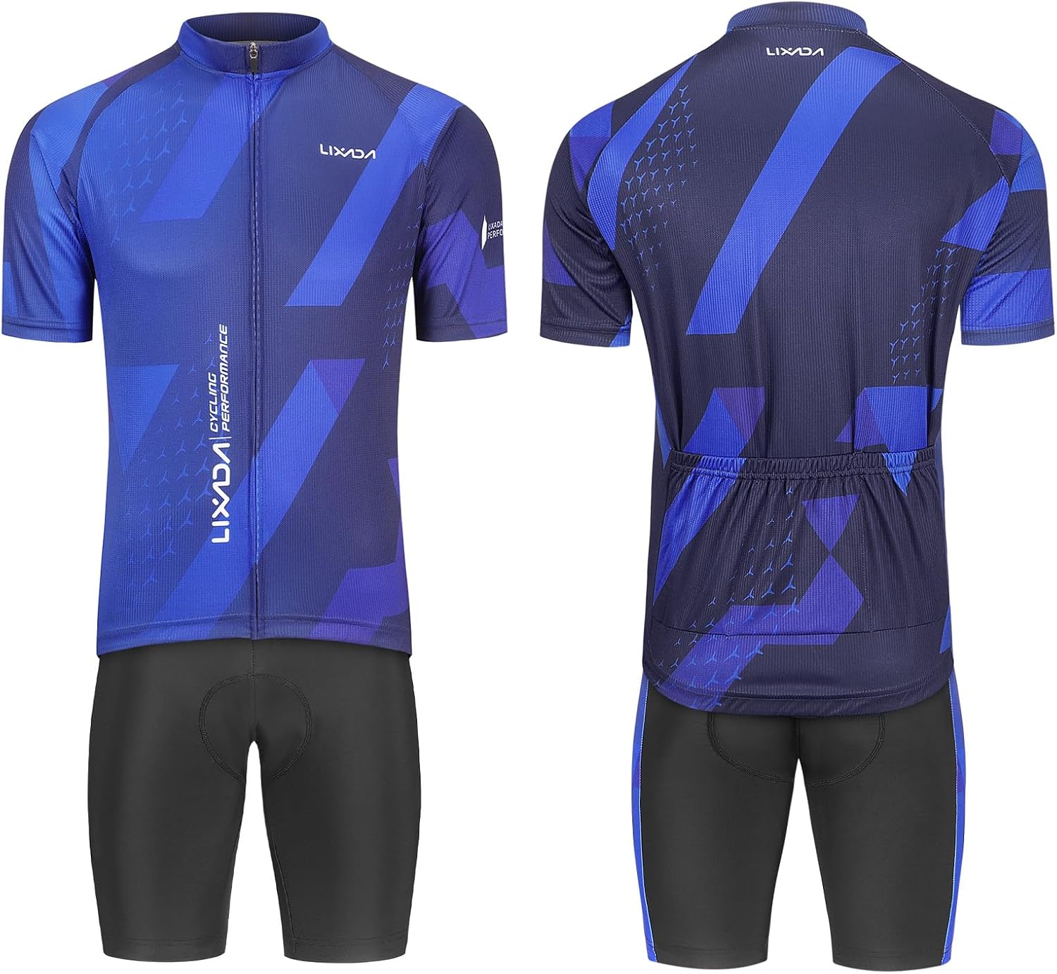 Lixada Men's Cycling Jersey Short Sleeve with Padded Shorts Quick-Dry Summer Short Bike Clothing Bicycle Shirts Pants Set