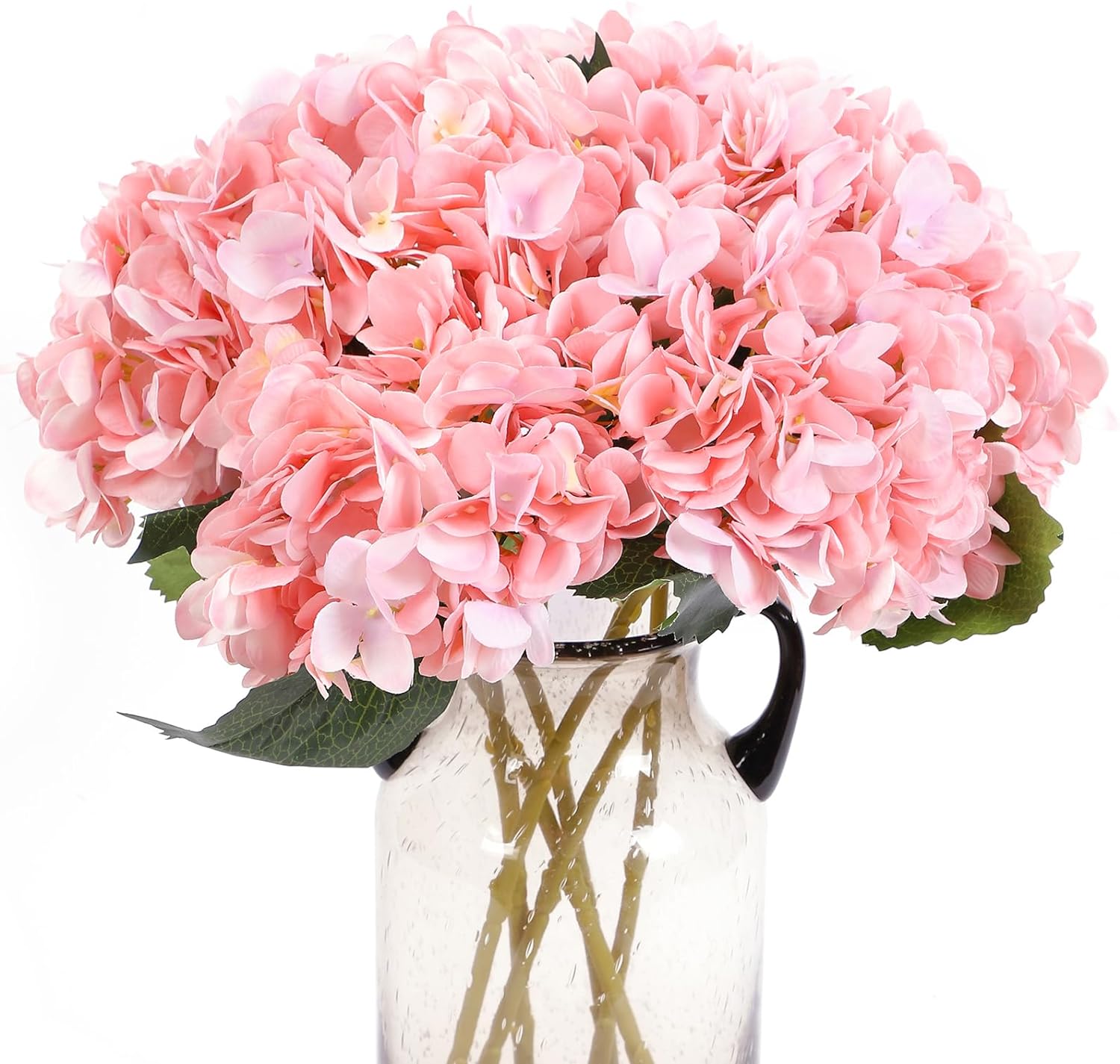 Kimura's Cabin 6pcs Silk Hydrangeas Artificial Flowers,Deep Lake Blue