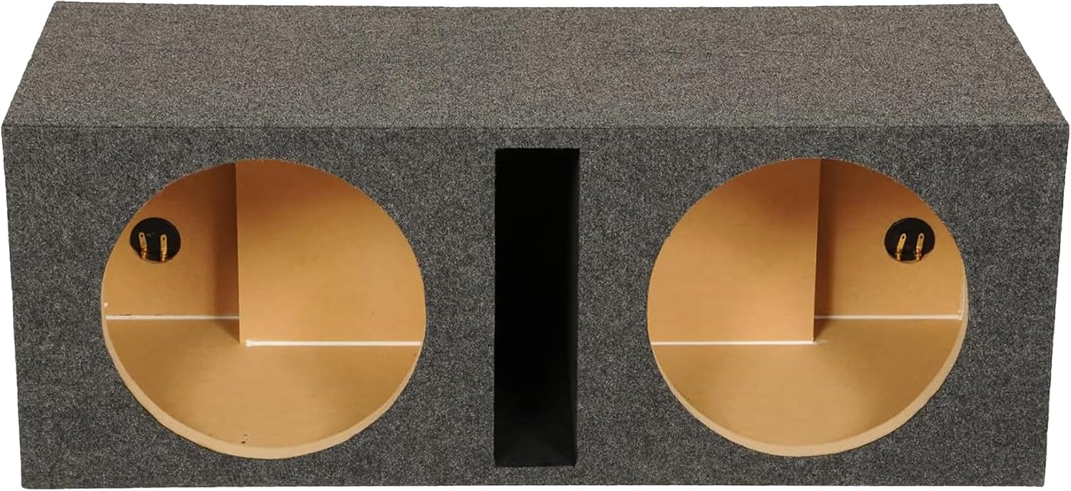 QPower QBASS 15 Inch Heavy Duty MDF Car Audio Stereo Speakers Subwoofer Sub Box Enclosure with Dual Vented Chamber and Charcoal Carpet