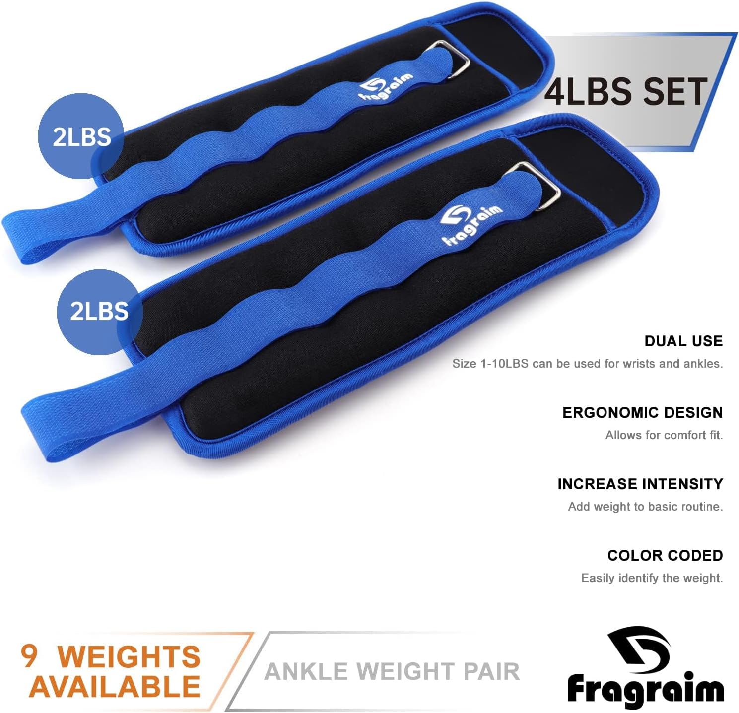Ankle Weights for Women, Men and Kids - 1/2/3/4/6/8/10/12/15/20 LBS 1 Pair Strength Training Wrist/Leg/Arm Weight with Adjustable Strap for Jogging