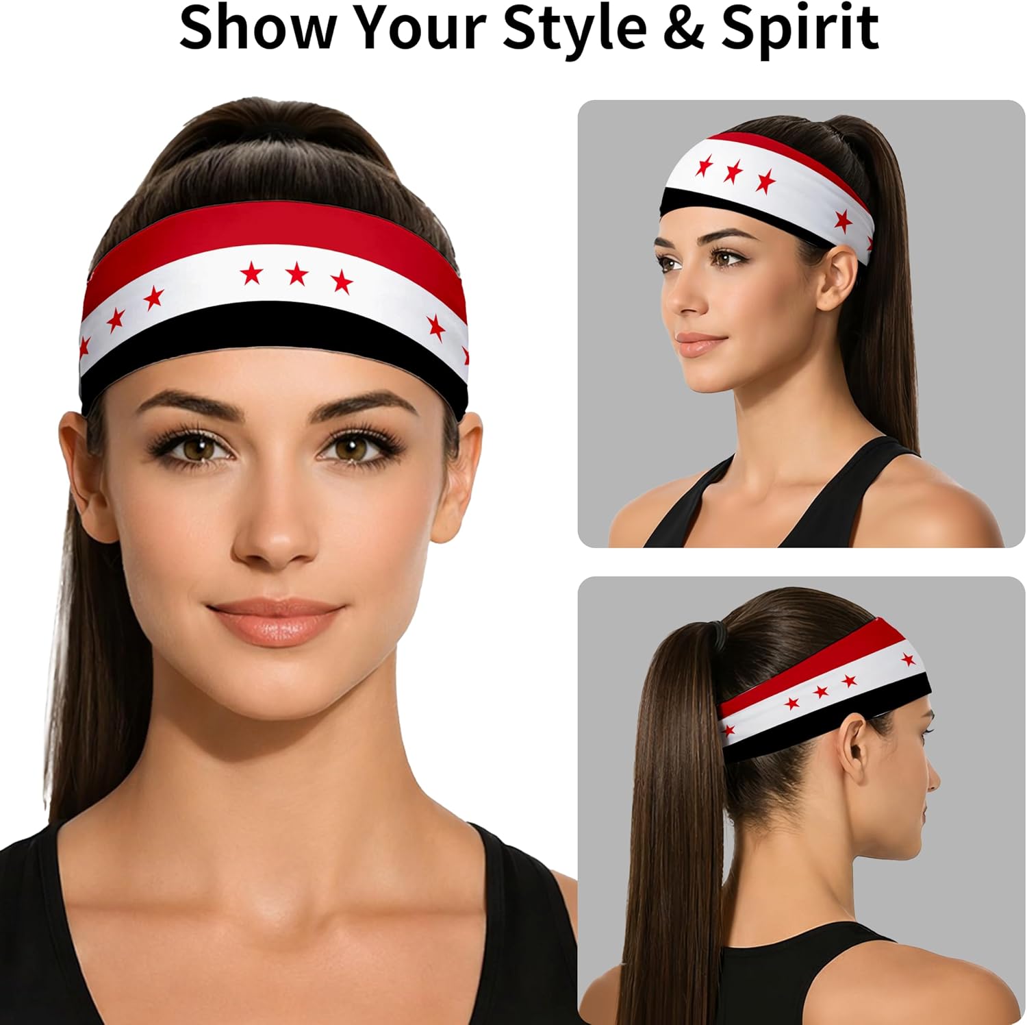 Sports Headband for Women Men,Flag Pattern Workout Head Band,Sweat Bands,Women Running Cycling Yoga Fitness,WorkoutSports Gift