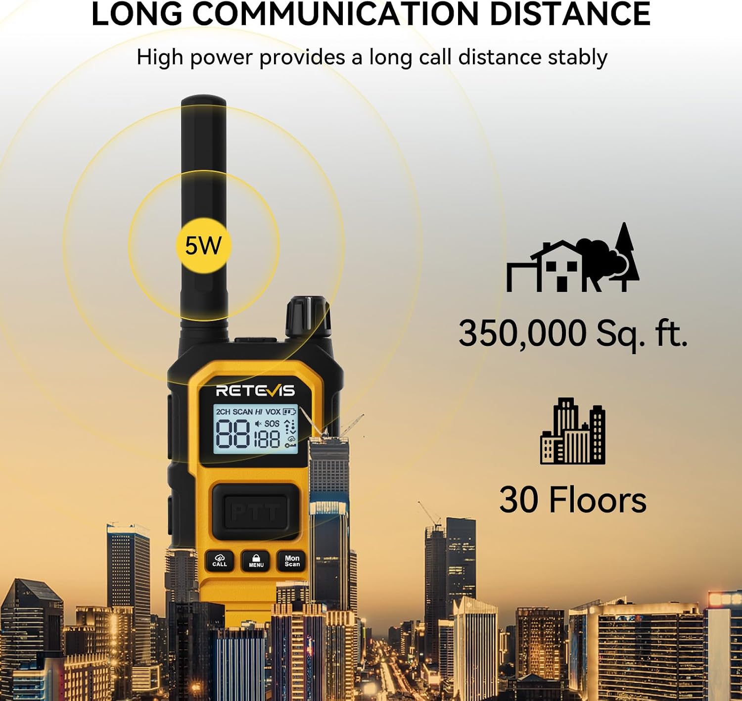 Retevis RB48PLUS GMRS Walkie Talkies Long Range,IP67 Waterproof 2 Way Radio | Repeater Capable, Dual PTT, Vibration Alert, NOAA, SOS, for Hurricane Preparedness, Emergency Communication, Outdoor, 2 Pack