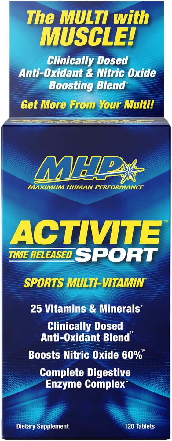 MHP Activite Sport Perfomance Multi Vitamin for Athletes, 120 Tablets | Sport Multivitamin with 25 Vitamins & Minerals,Spectra Antioxidant & Nitric Oxide Booster, Digestive Enzymes| 120 Tablets