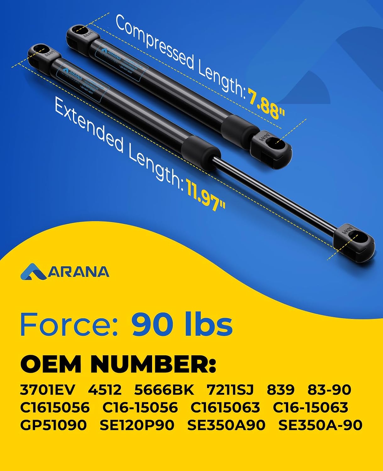 ARANA C16-11028 12 inch 40lb Gas Struts for Weatherguard Tool Box, 2PCS