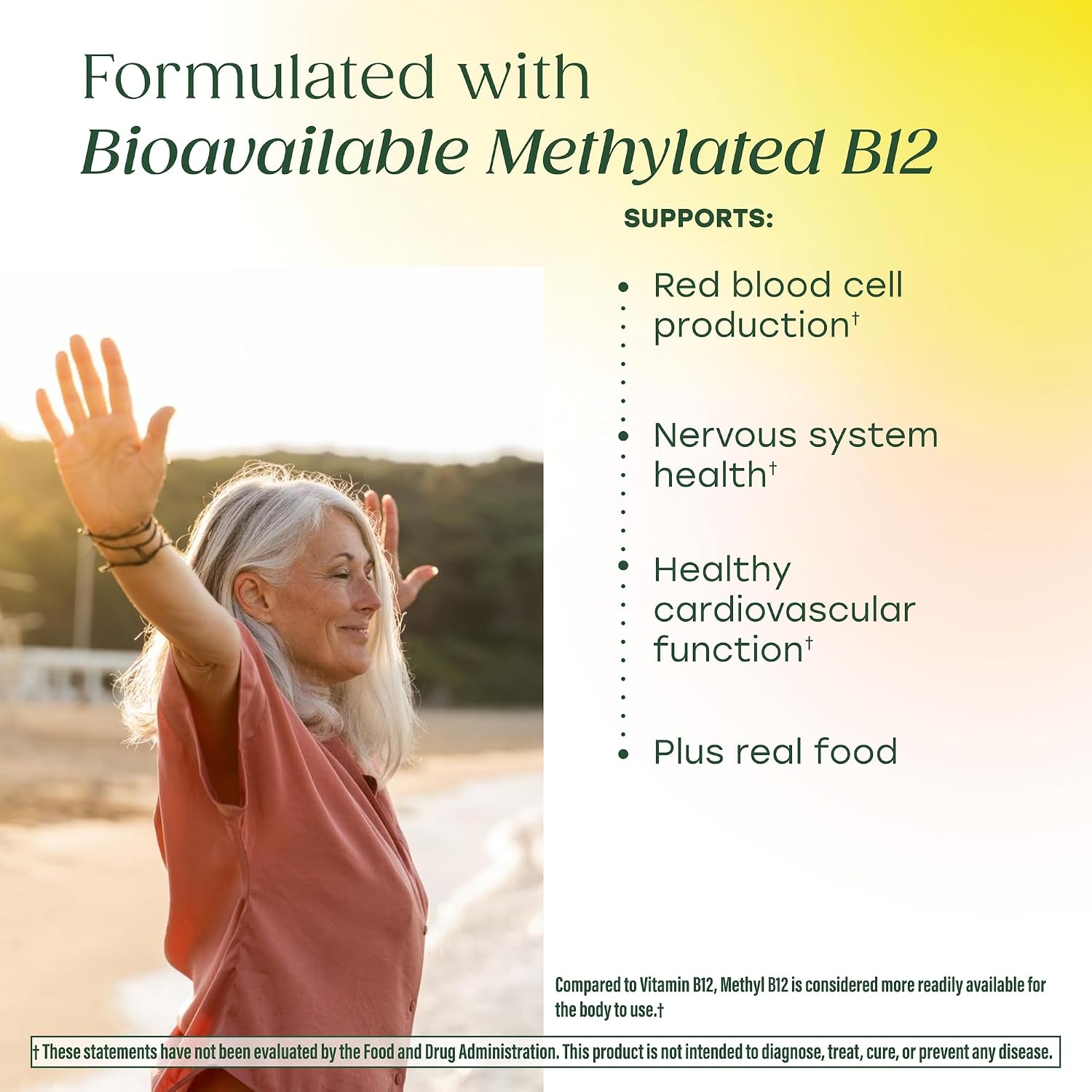 MegaFood Methyl B12, Cellular Energy Metabolism Support, 90 Mini Tablets | With Methylated B12, Methylfolate & Vitamin B6, Supports Brain & Nervous System Function & Heart Health, Vegan, 90 Servings