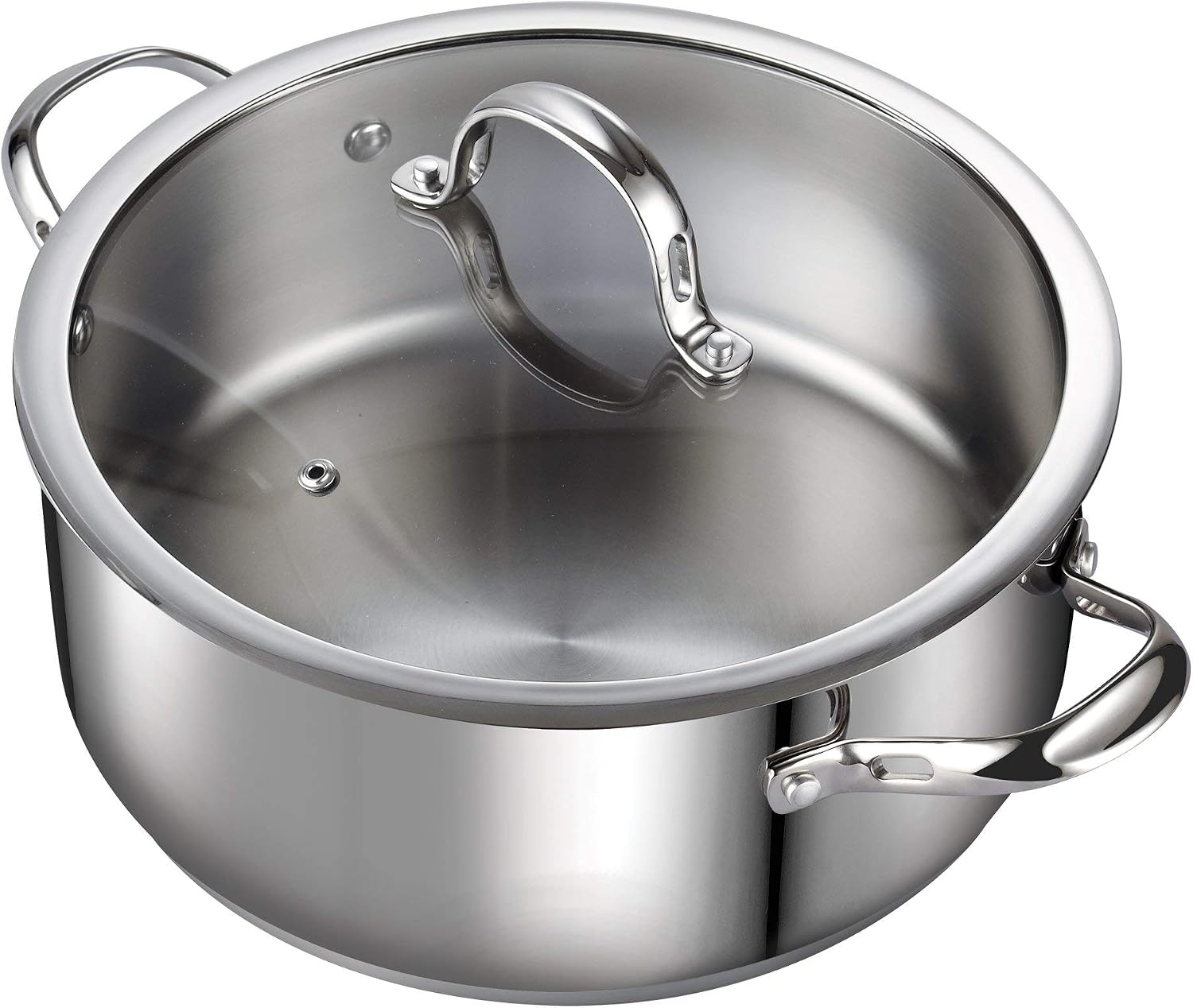 Cooks Standard Classic 6-Quart Stainless Steel Dutch Oven Casserole with Glass Lid, Large Dutch Oven Casserole for Soup, Stew, Chili & Pasta, Compatible with All Stovetops