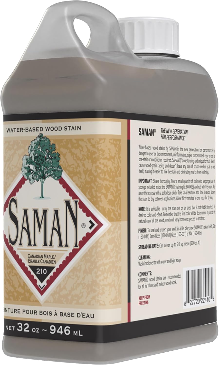 SamaN Interior Water Based Wood Stain - Natural Stain for Furniture, Moldings, Wood Paneling, Cabinets (Antique Walnut TEW-212-12, 12 oz)