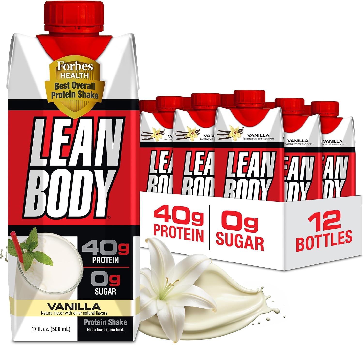 Labrada Lean Body Ready-to-Drink Chocolate Protein Shake, 40g Protein, Whey Blend, 0 Sugar, Gluten Free, 22 Vitamins & Minerals, LABRADA, 17 Fl Oz (Pack of 12)
